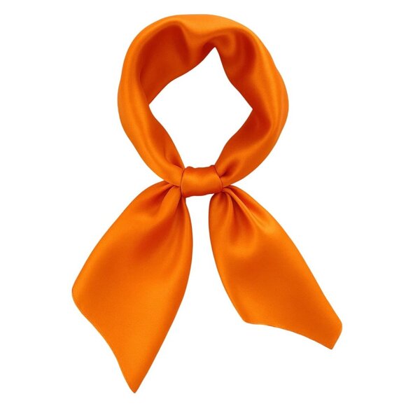 Orange Satin Scarf 19x19, Western Cowboy Cowgirl Bandana, Boho Coastal Ranch Wea - Picture 1 of 10